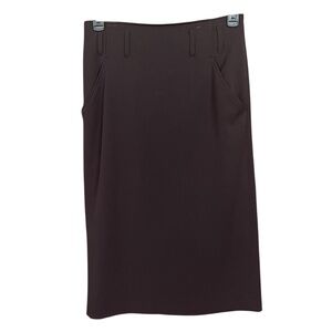Grace Elements Dark Brown Stretch Poly Blend Pockets Midi Pencil Skirt Size 8